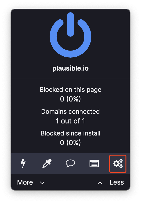 The uBlock Origin dashboard icon