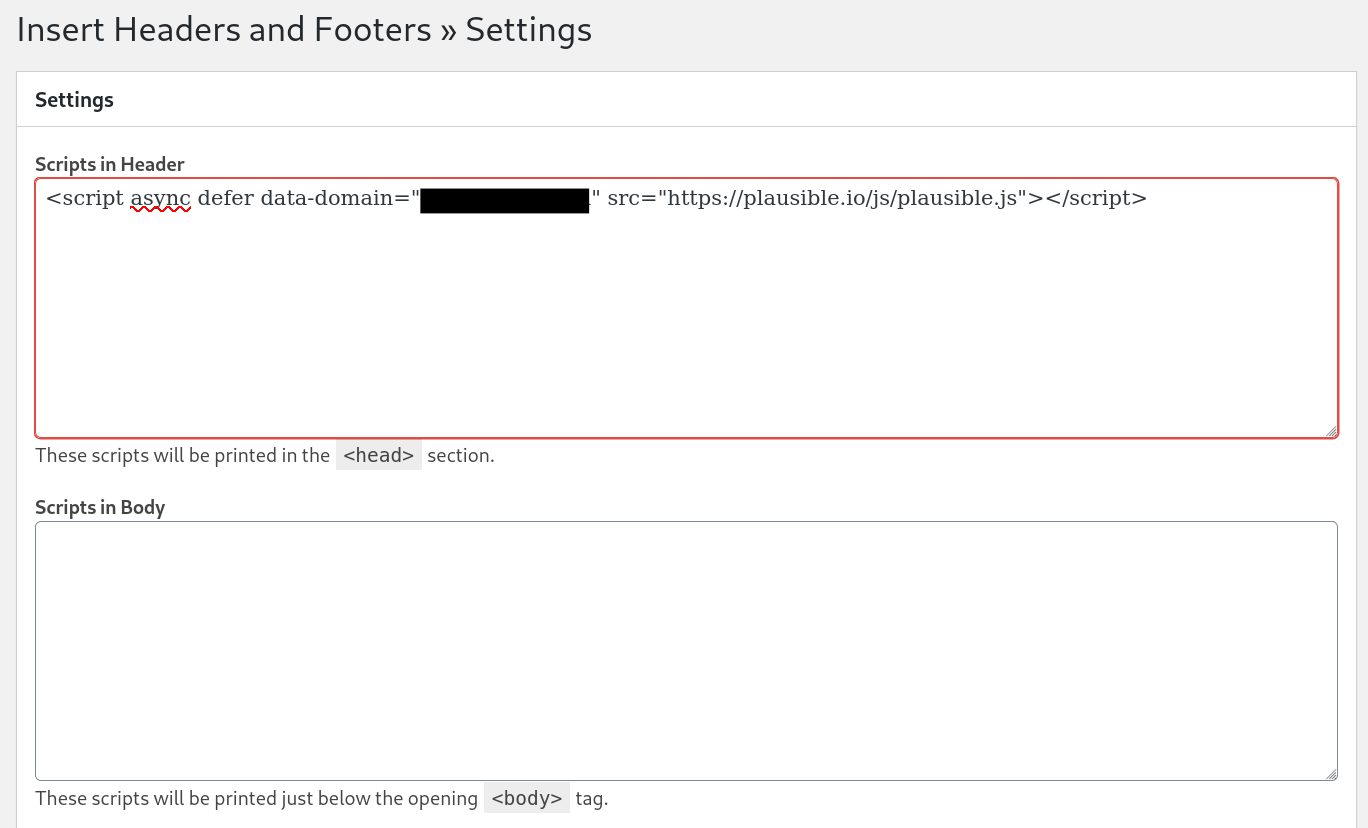 Paste your Plausible Analytics tracking code