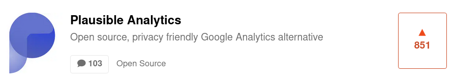 Plausible Analytics Product Hunt listing